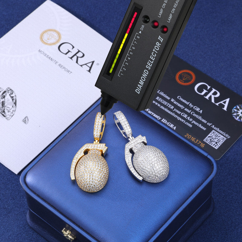 Just Bombs | Moissanite Diamond Sterling Silver D Color Grenade Hip Hop Pendants