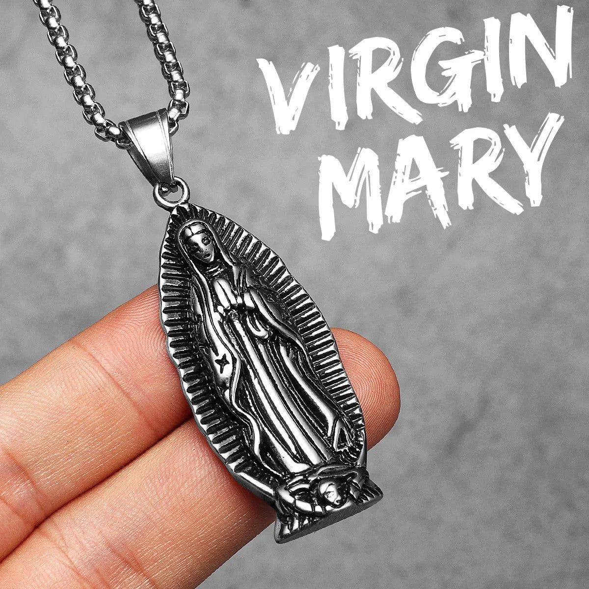 Virgin Mary | Powerful Symbolic 14k Gold Accent over Solid Stainless Steel Pendant