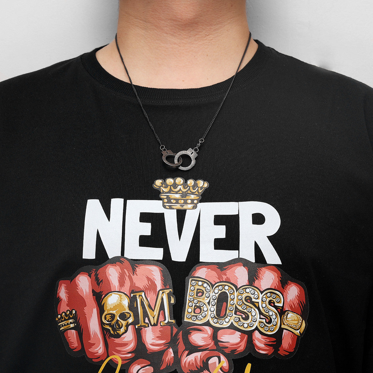 Vintage Handcuffs | No Fade Stainless Steel Hand Cuffs Pendant Chain Necklace