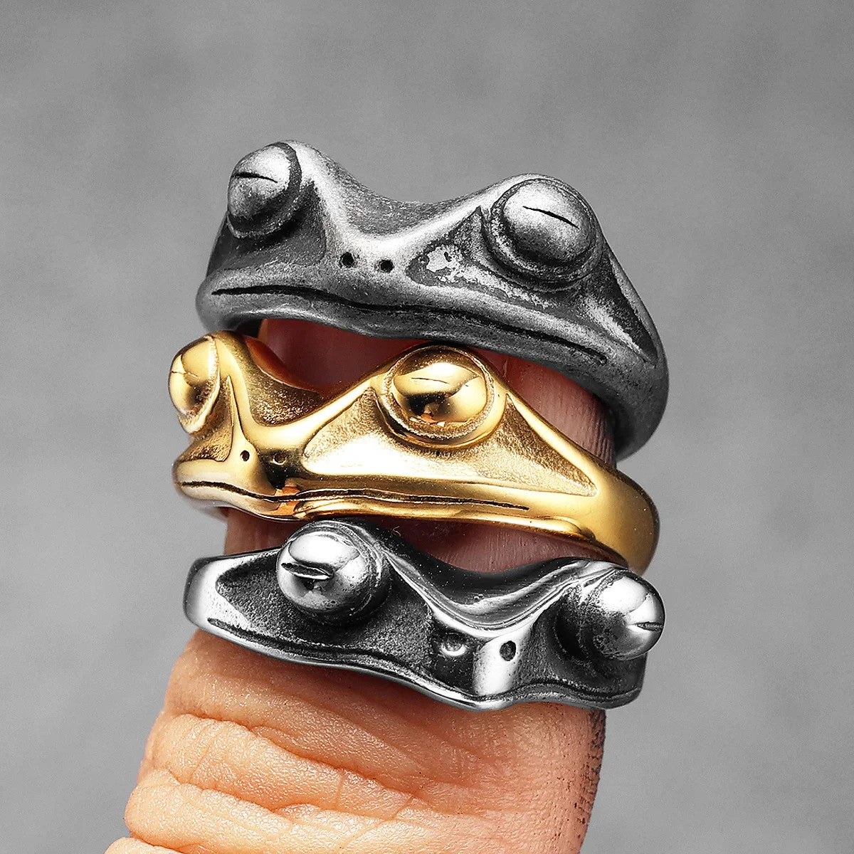 Frog Prince | 14k Gold Brushed over No Fade 316L Stainless Steel Mythical Rings