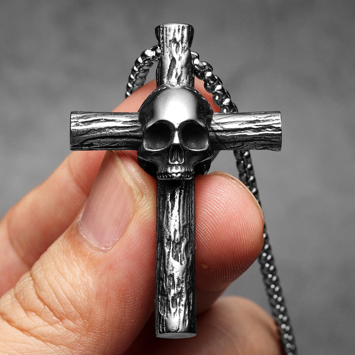 Unique Skull Cross | 316L No Fade Stainless Steel Hip Hop Streetwear Biker Cross Pendant
