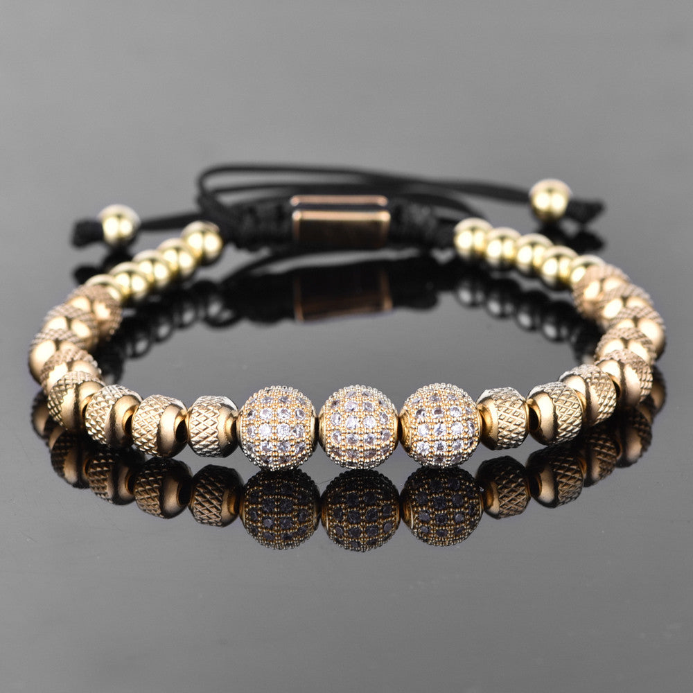 Heritage Bracelet | 3 Bead Micro Pave Stainless Steel Luxury Bracelets