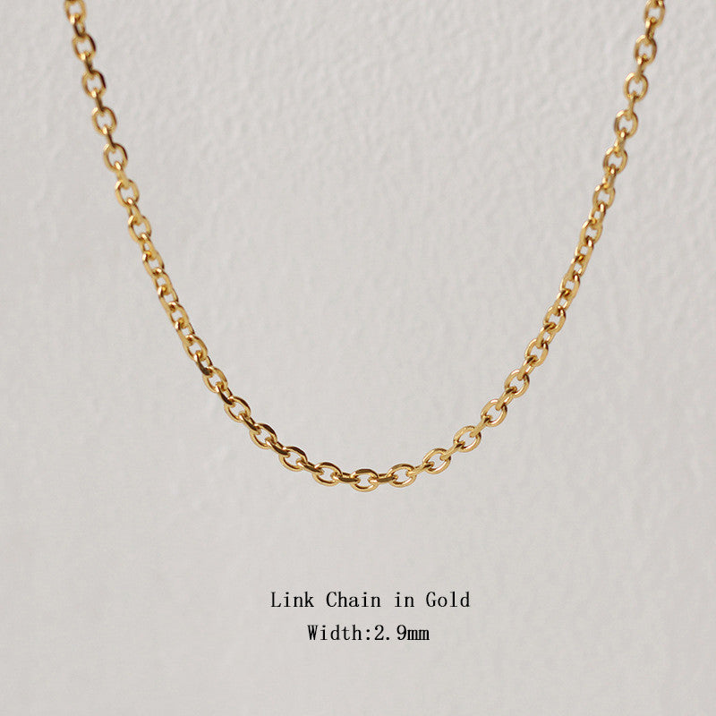 18k Gold Stainless Steel Thin Delicate Link Flower Coin Cuban Chain Layered Necklace