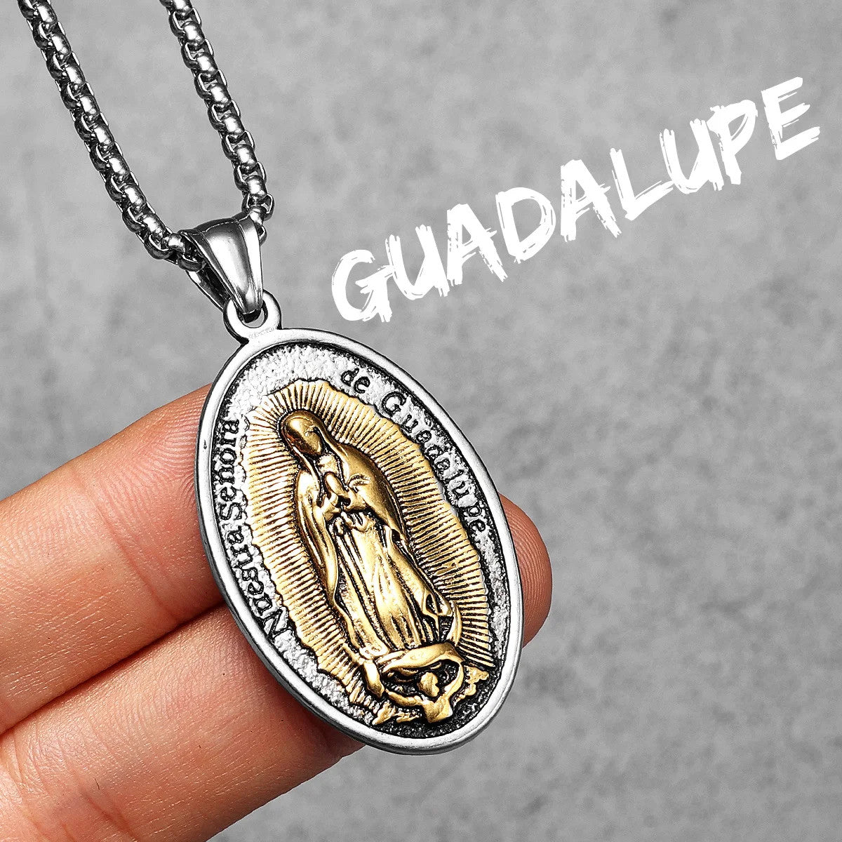 Virgin Mary | Powerful Symbolic 14k Gold Accent over Solid Stainless Steel Pendant