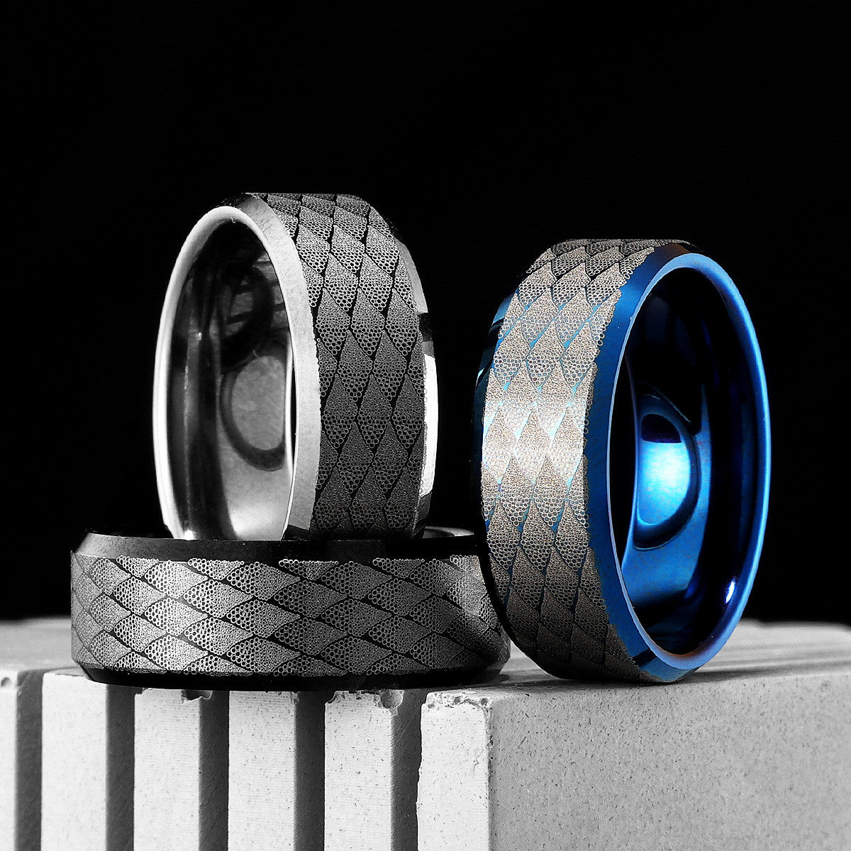 Snakeskin | Men's Luxury Silver Blue Black Tungsten Steel Street Wear Rings