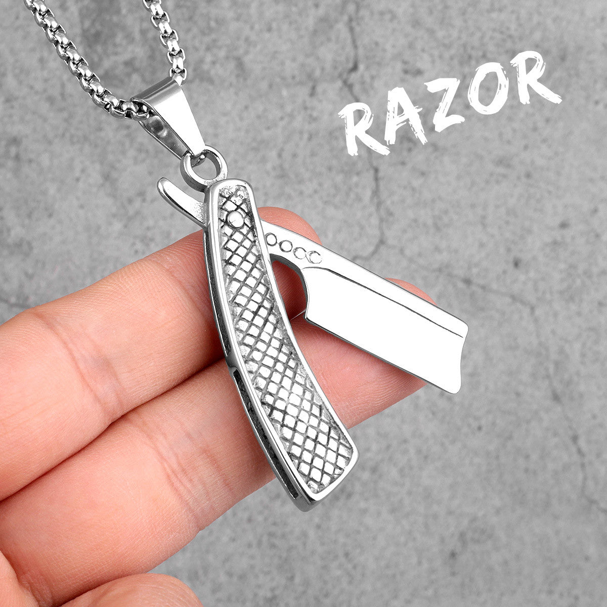 Razor | 316L No Fade Stainless Steel Barber Haircut Razor Hip Hop Pendant