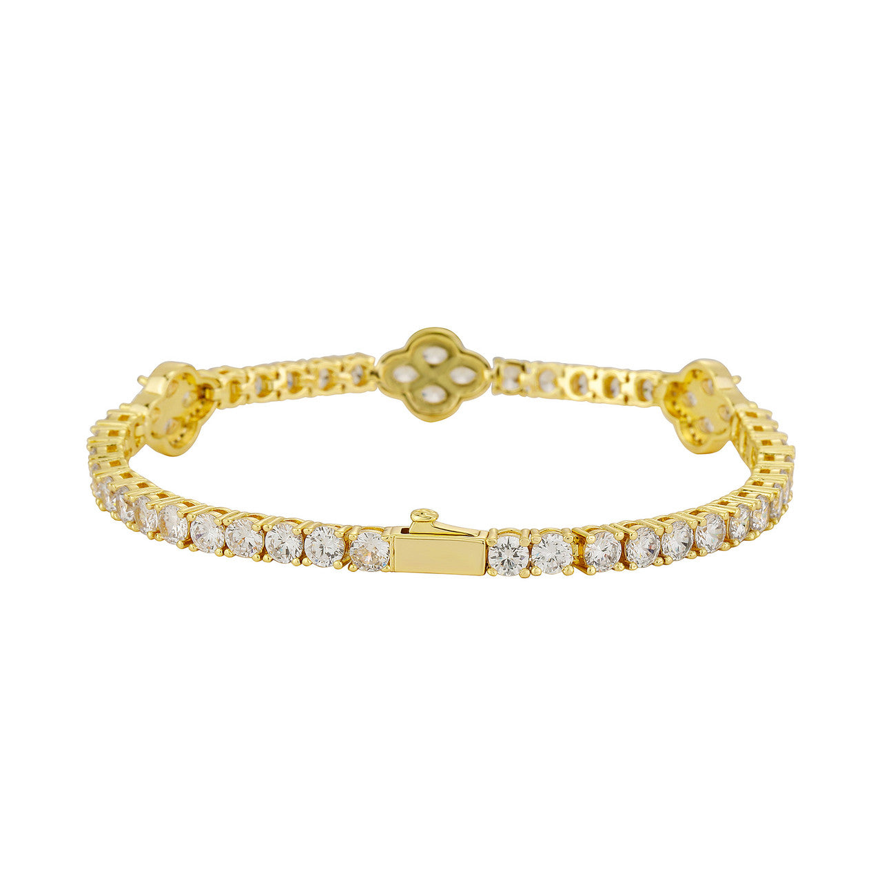 Clover Field | VVS Diamond CZ Iced Blinged Out 4mm Four Leaf Clover Tennis Bracelet