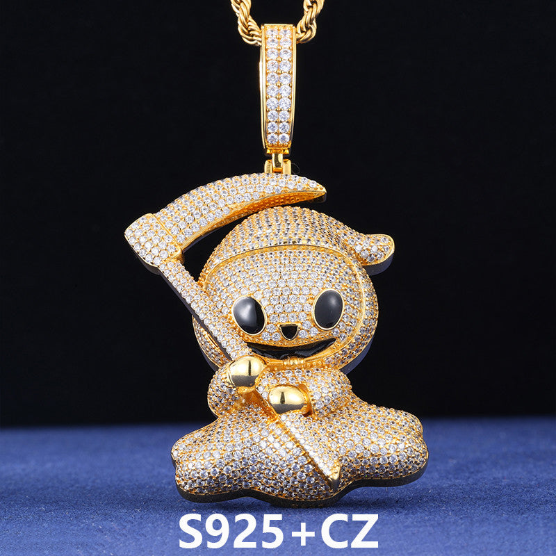 Kill'em Softly | Moissanite Diamond Solid Sterling Silver Baby Grimm Reaper Hip Hop Pendant