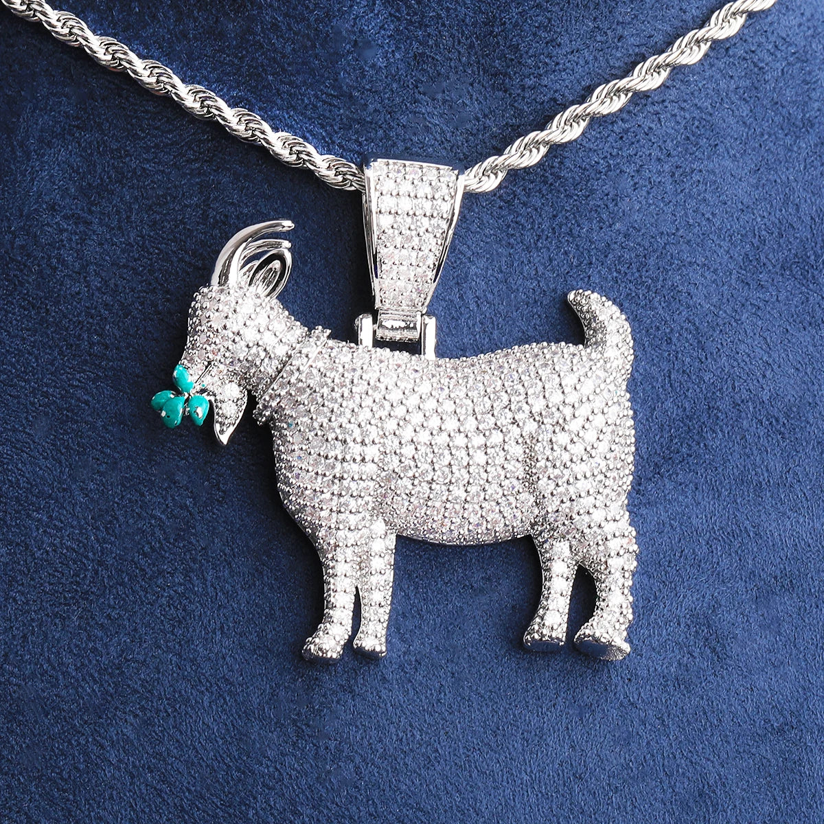 Goat Business | 5AA+ VVS Diamond CZ Prong Set Eating Goat Hip Hop Pendant