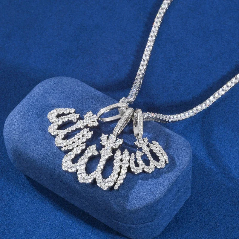 Allah The Almighty | Solid Silver Genuine Mossanite Diamond Spiritual Hip Hop Pendant