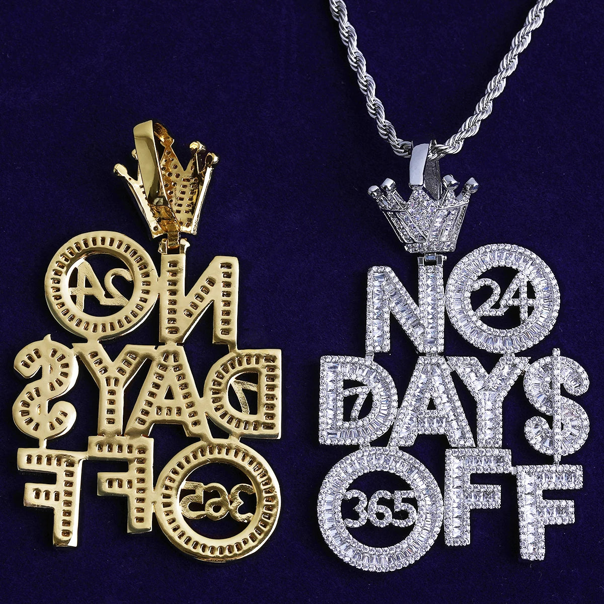 Hustlers Motto | VVS Diamond CZ Hip Hop No Days Of Iced Blinged Out Pendant