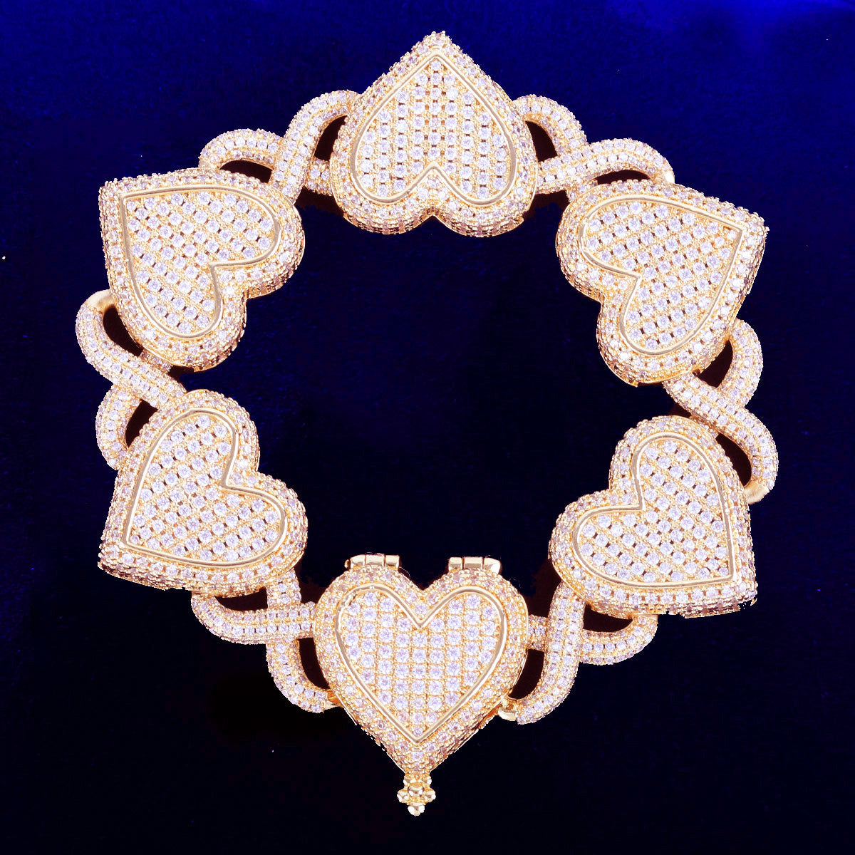 Infinity Love Bracelet | Iced Prong Set Heart Infinite Link Bracelet