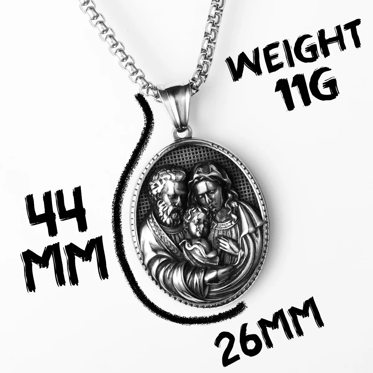 Holy Family | 316L Stainless Steel No Fade Powerful Amulet Pendant Chain Necklace