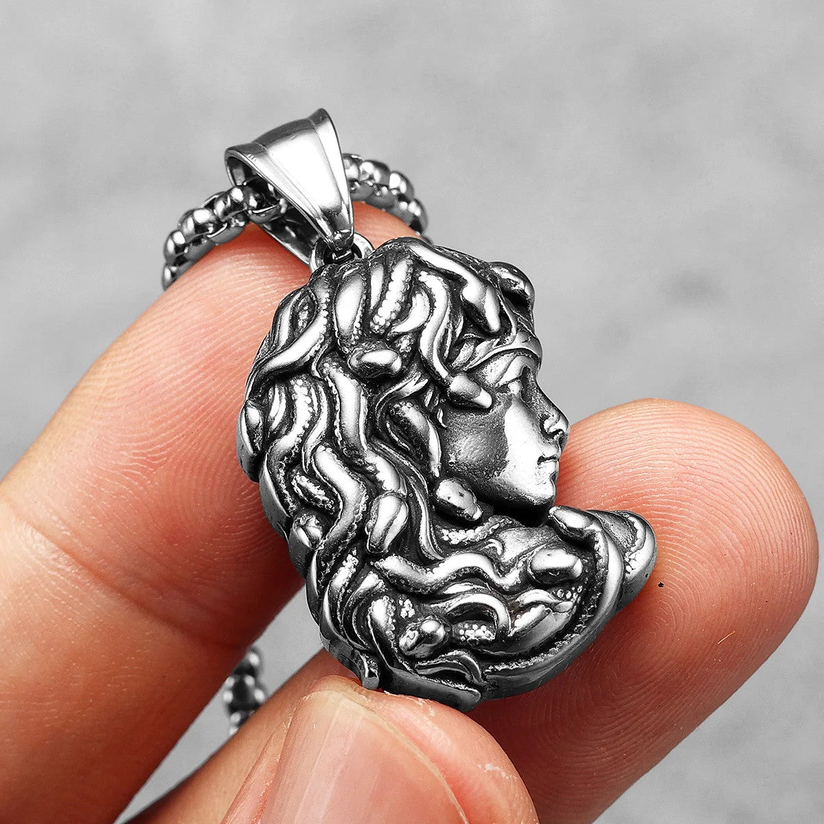 Medusa | Solid Stainless Steel Greek Mythology Snake Hair Gorgon Amulet Pendant