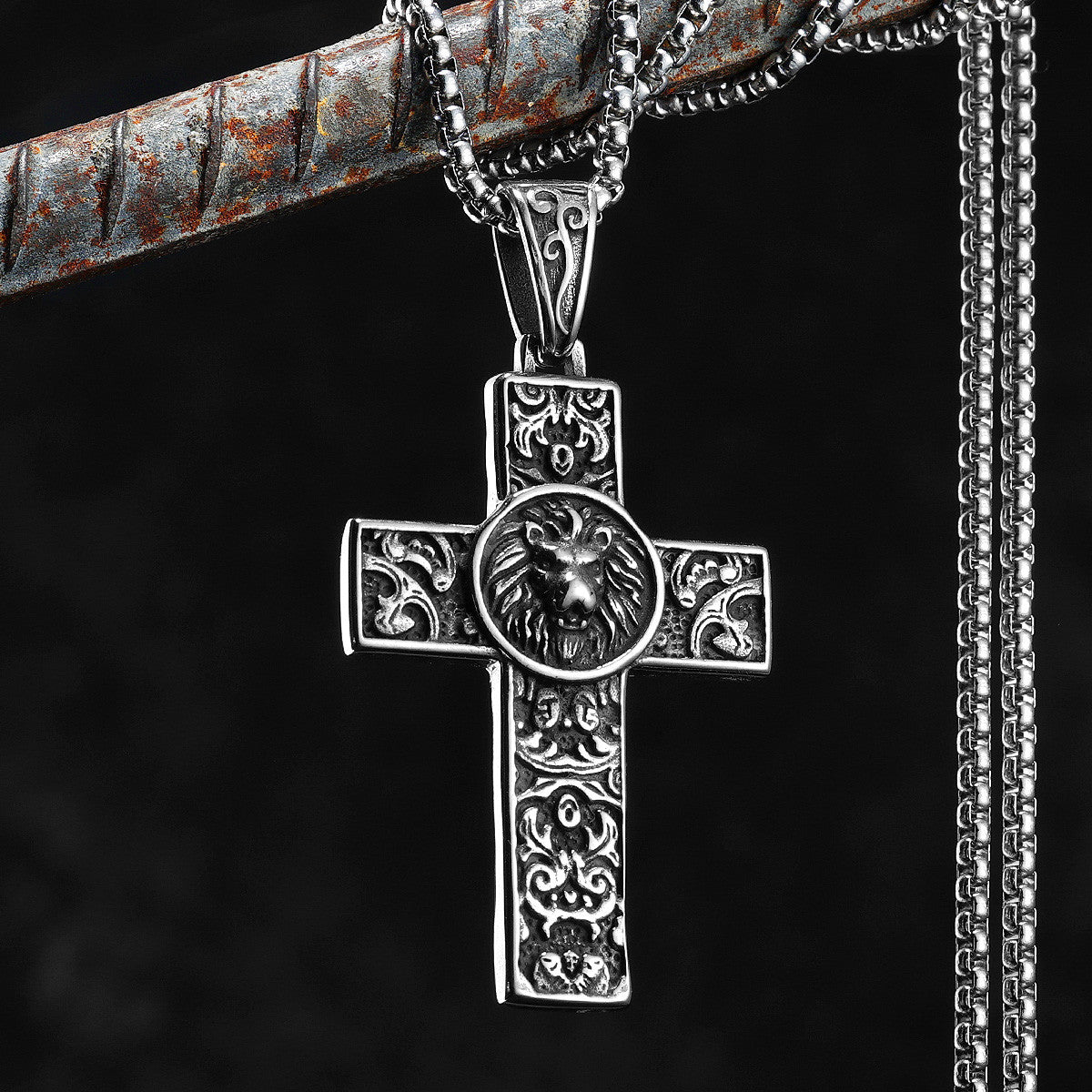 Lion Of Judah | 316L No Fade Stainless Steel Detailed Carving Cross Pendant