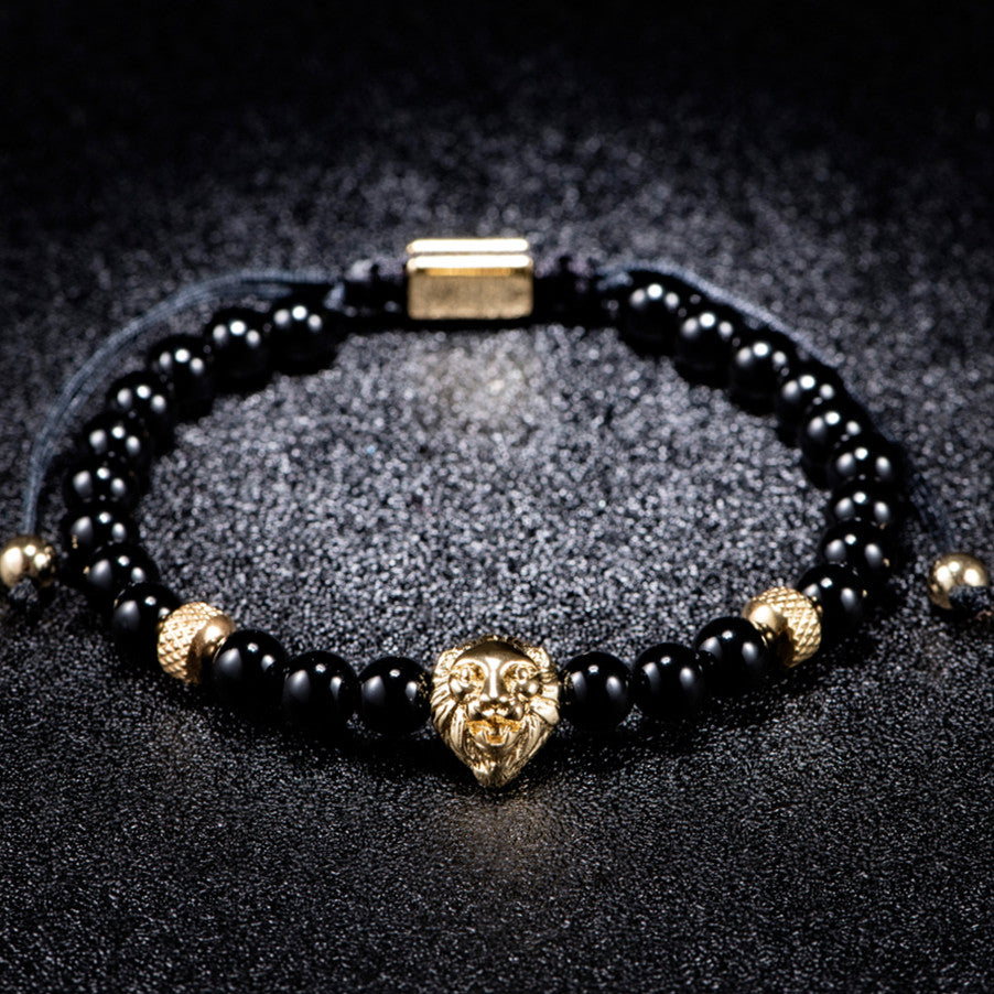 Black Gold | Simulate Diamond Crown Lion Head Skull Adjustable Stainless Steel Luxury Bracelets