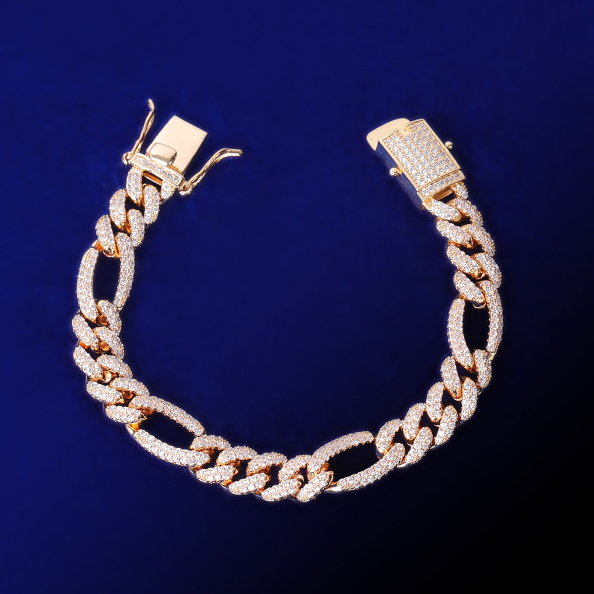 Blinged Out Flooded Ice Figaro Link 18k 925 Silver Hip Hop Street Wear Casual Bracelets