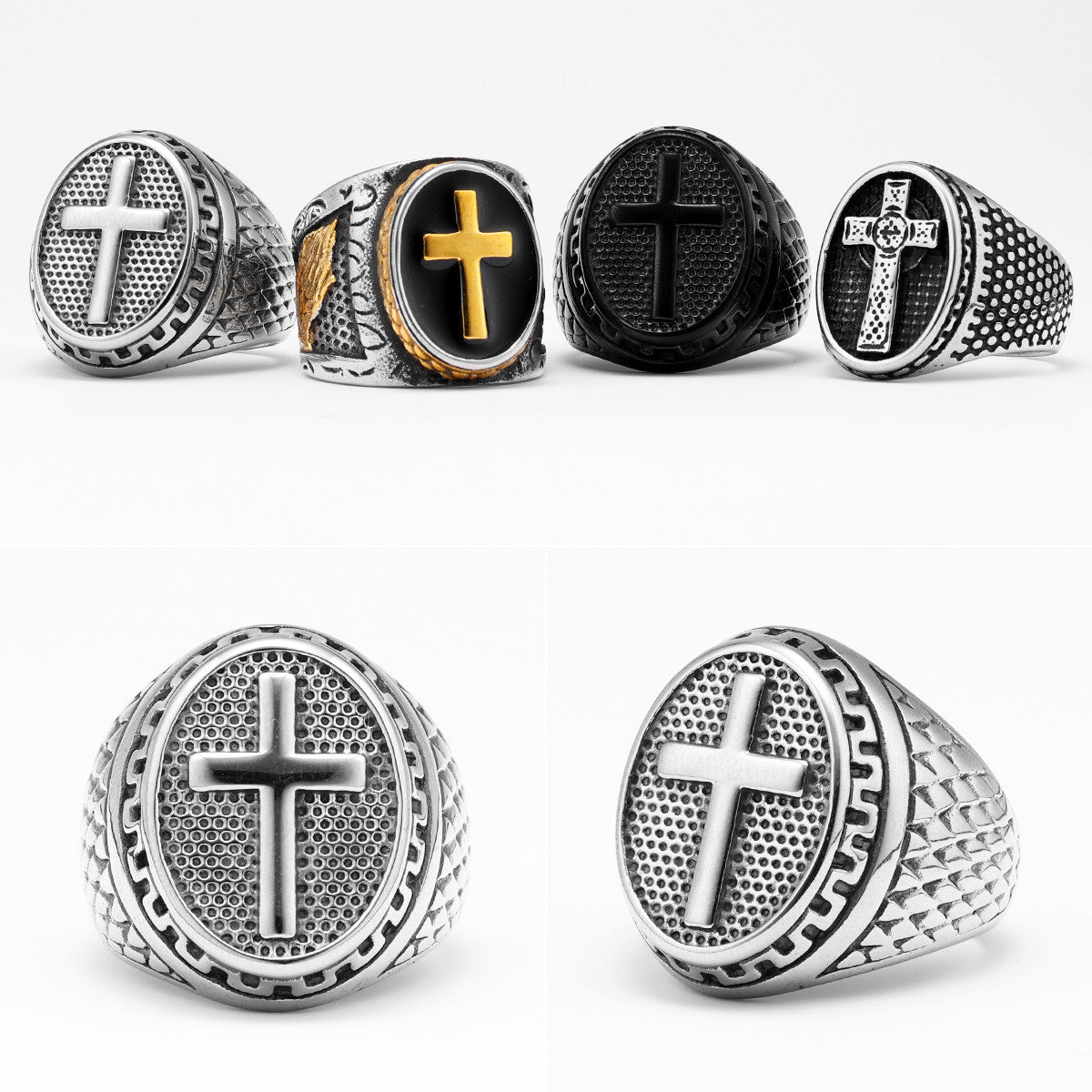 Cross Collection | 316L Stainless Steel Unique Spiritual Cross Street Wear Rings