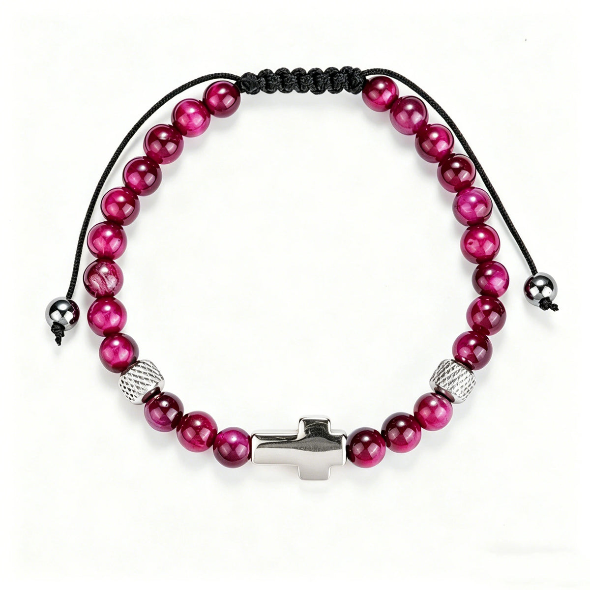 Daily Prayer | 316 Stainless Steel Polished Cross Tiger's Eye Stone Bead Luxury Bracelet