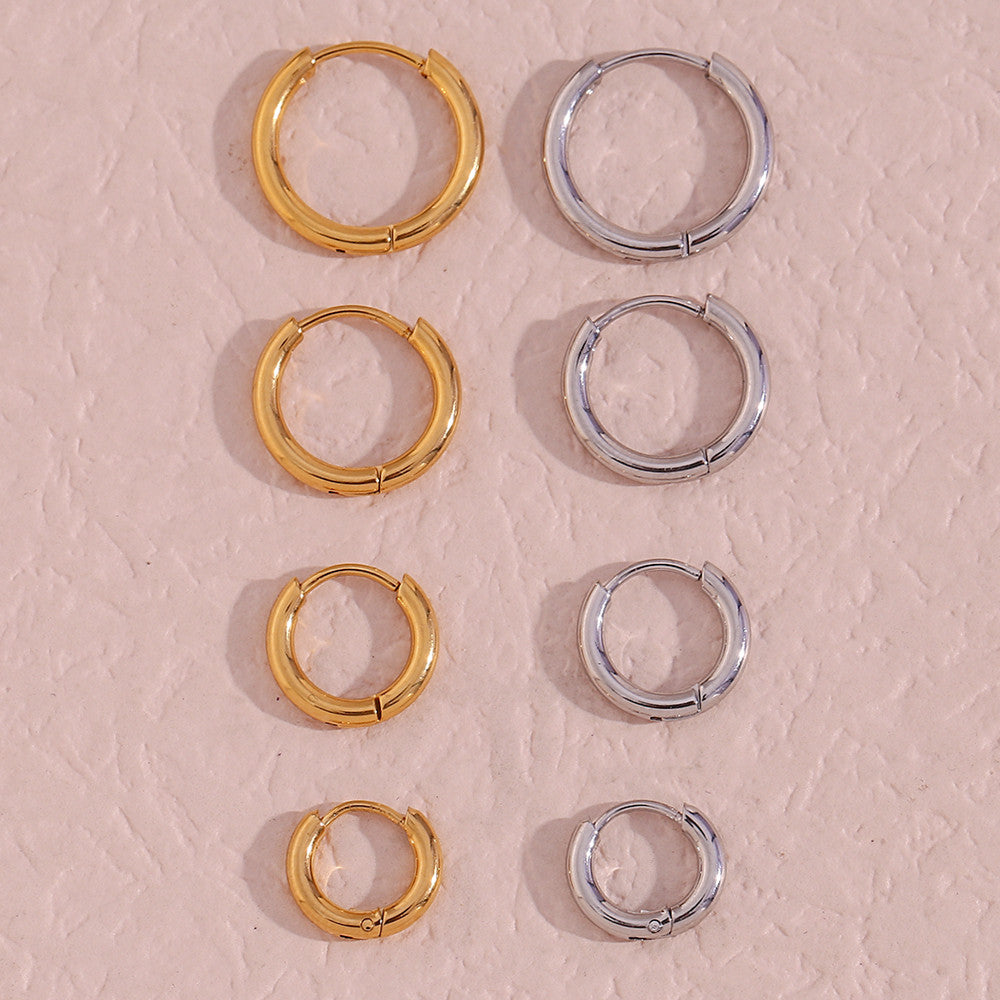 Ladies 10mm 12mm 14mm 16mm Waterproof Small Hoop 18k Gold Huggie Earrings