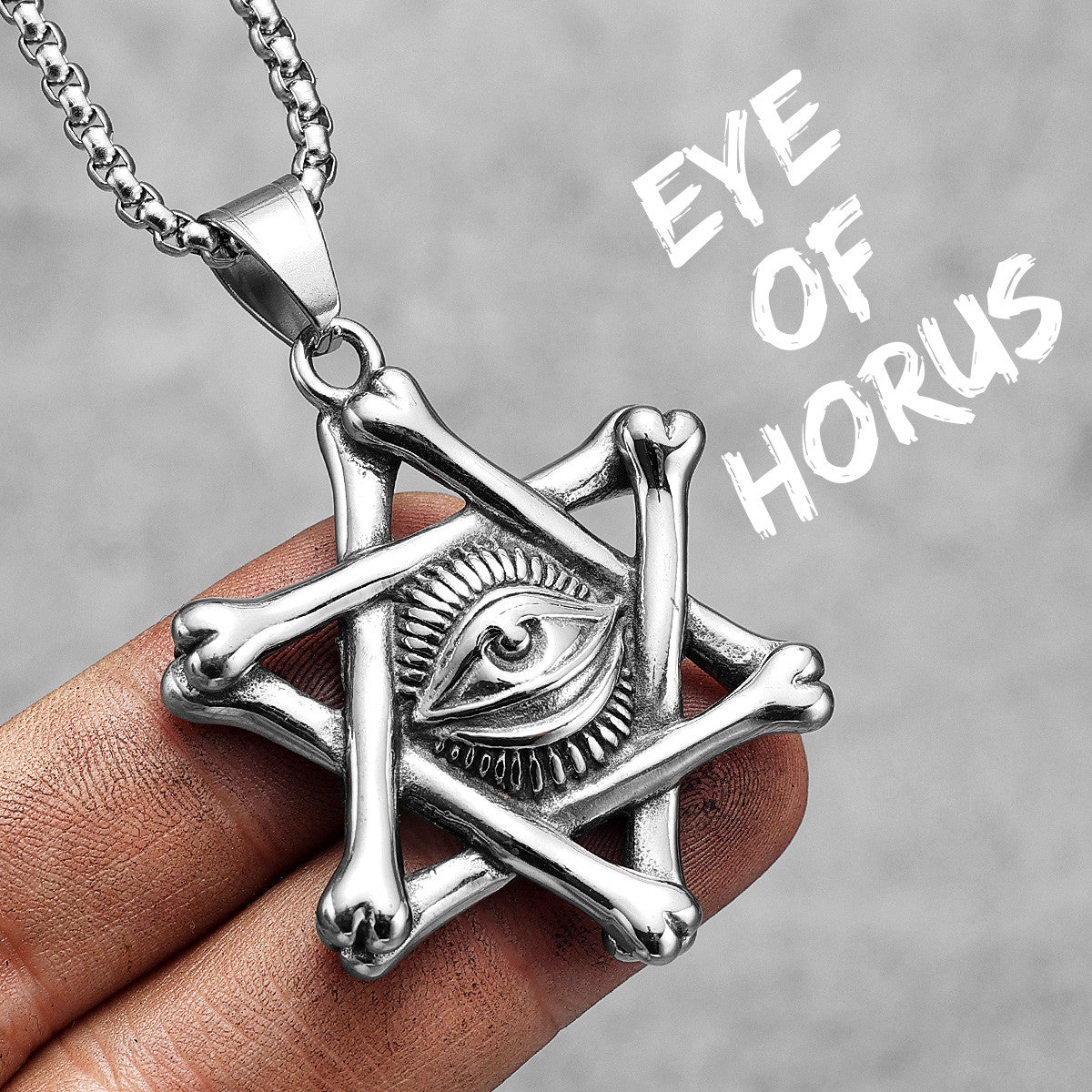 Eye Of Horus | No Fade Solid Stainless Steel Bone Star Eye Hip Hop Pendant