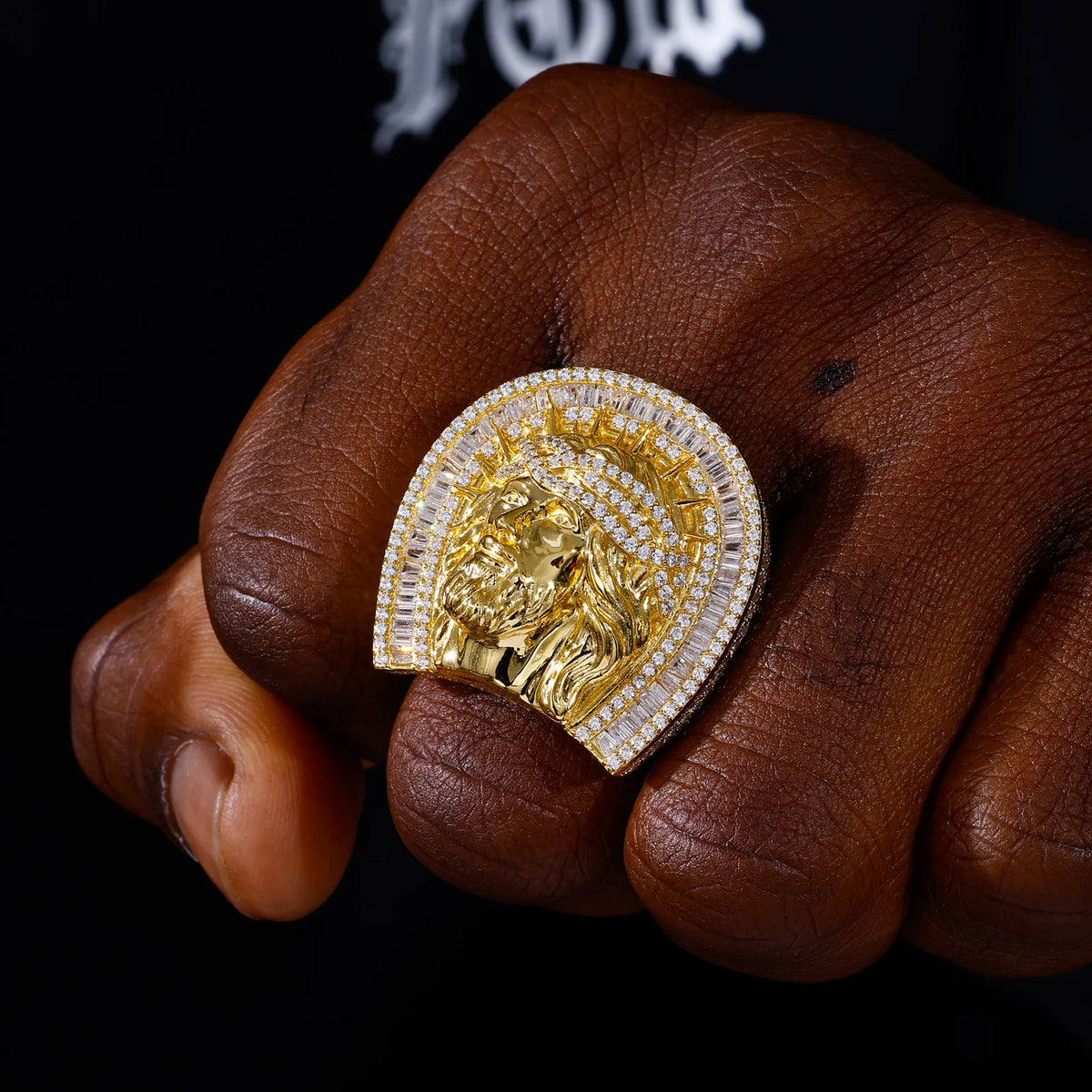 Arc Of Faith | Moissanite Diamond Hip Hop Jesus Head 925 Sterling Silver Christ Ring