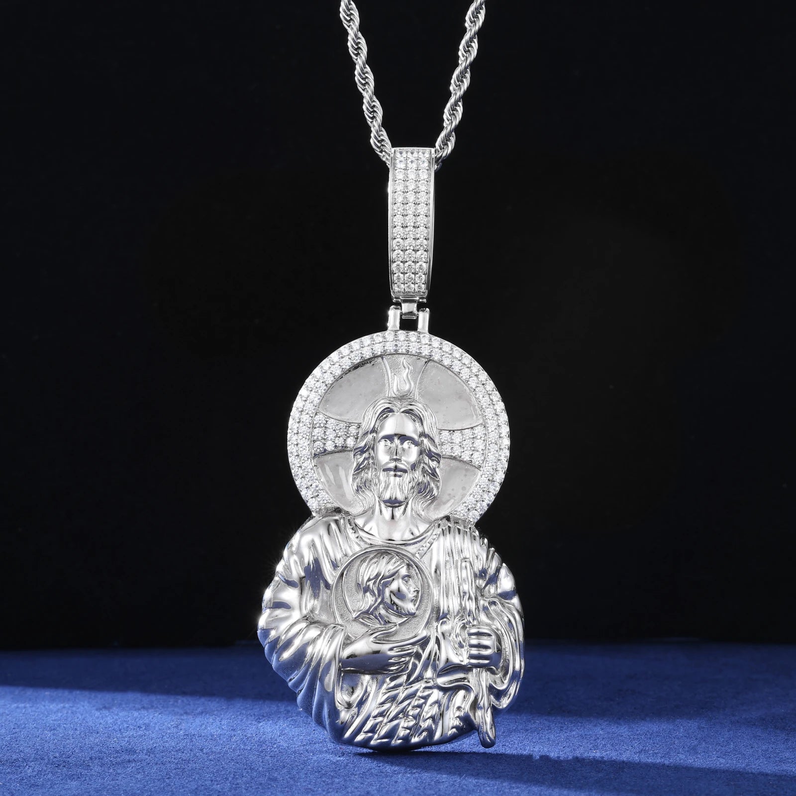 The Son | Moissanite Diamond Radiant Sun Jesus Head Solid 925 Silver Hip Hop Pendant