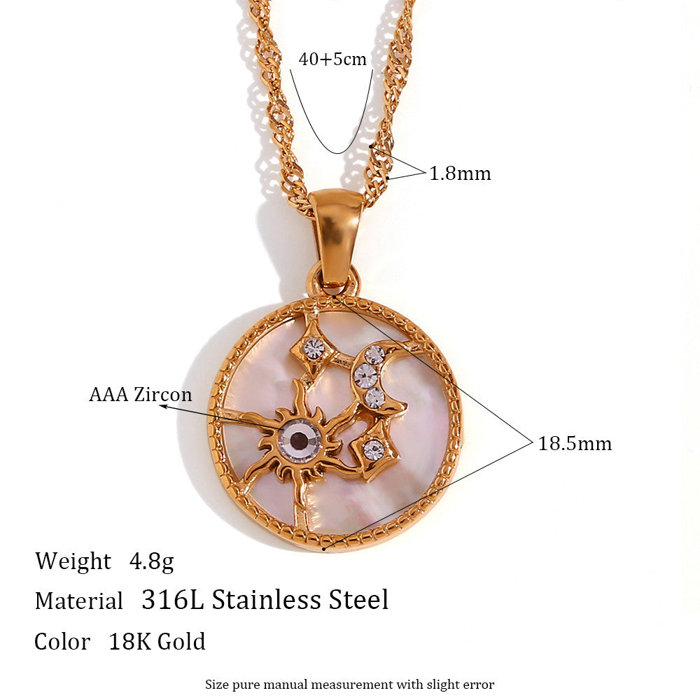 Ladies 18k Gold Waterproof Stainless Steel Heart Freshwater Pearl Pendant Necklaces