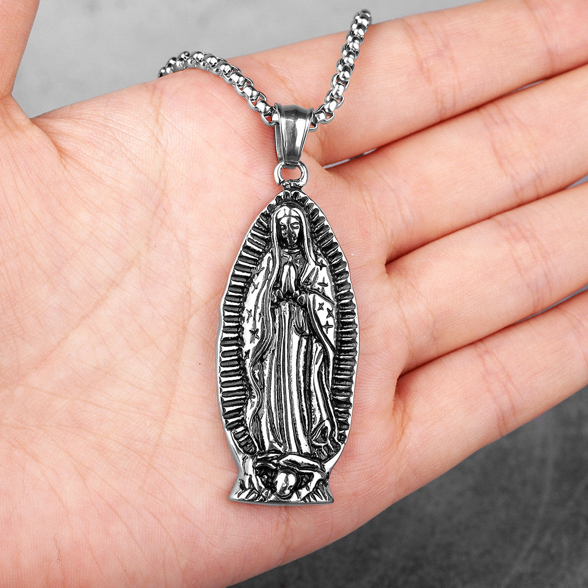 Virgin Mary | 316L No Fade Stainless Steel Original Prayer Protection Pendant Necklace