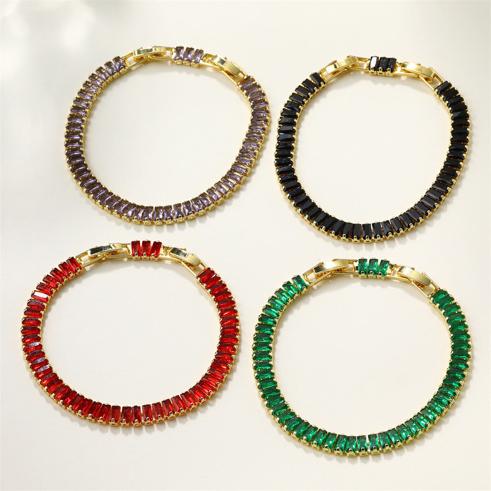 The Double Clasp | 6mm 18k Gold Solid No Fade Stainless Steel Baguette Bracelet