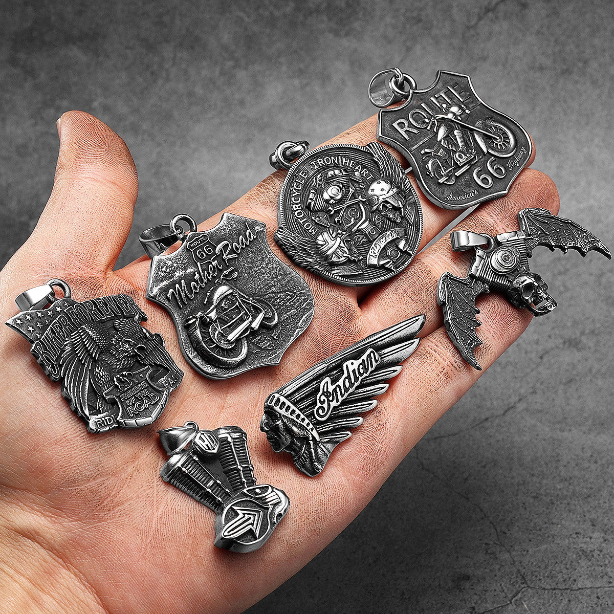 Biker Forever | No Fade Stainless Steel Live Free Eagle Motorcycle Vintage Pendant