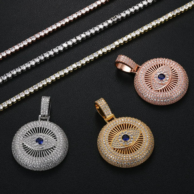 All Seeing Eye ll|Flooded Ice 24k 925 Silver Rose Gold 5AA+ Hip Hop Iced Pendant