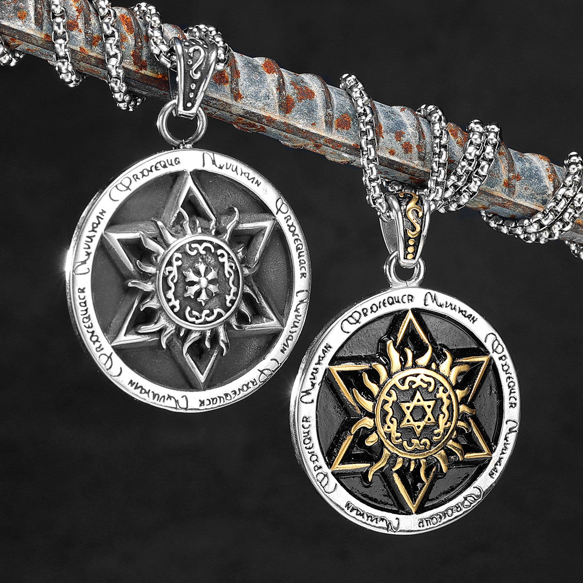 Mens Star Of David Spiritual Medallion No Fade Stainless Steel Pendant Chain