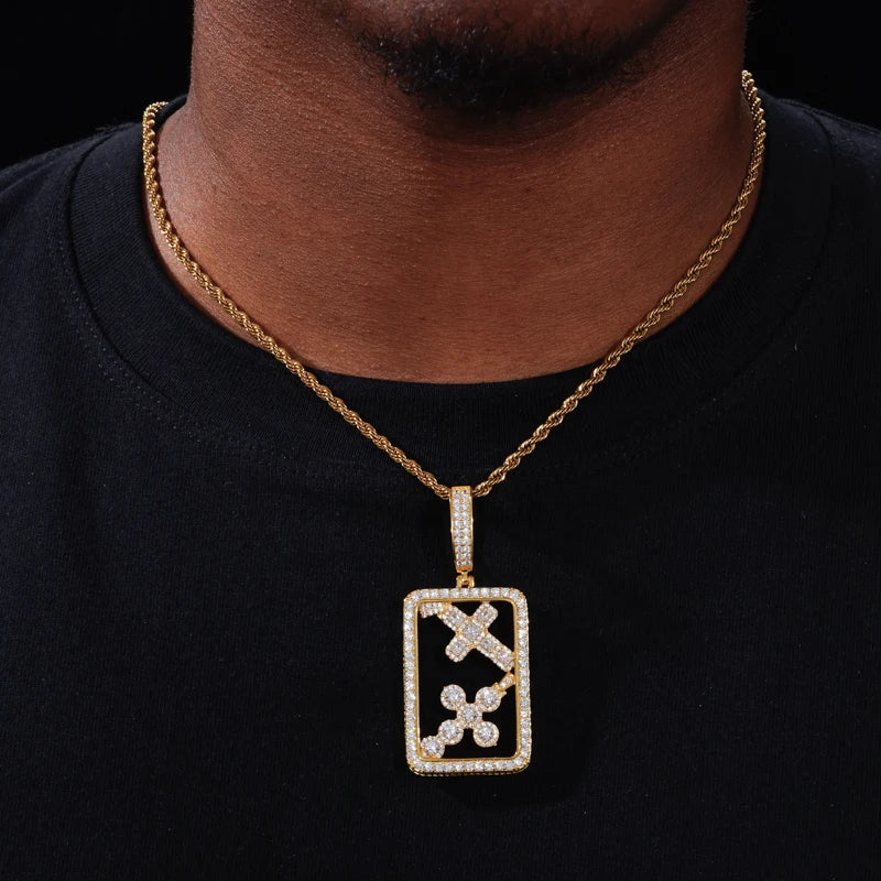 Boxed Double Cross | 925 Sterling Silver Moissanite Iced Blinged Out Cross Pendant