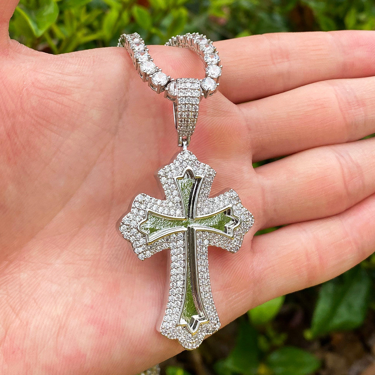 The Inner Radiance | VVS Diamond CZ Prong Set Iced Blinged Out Cross Pendant