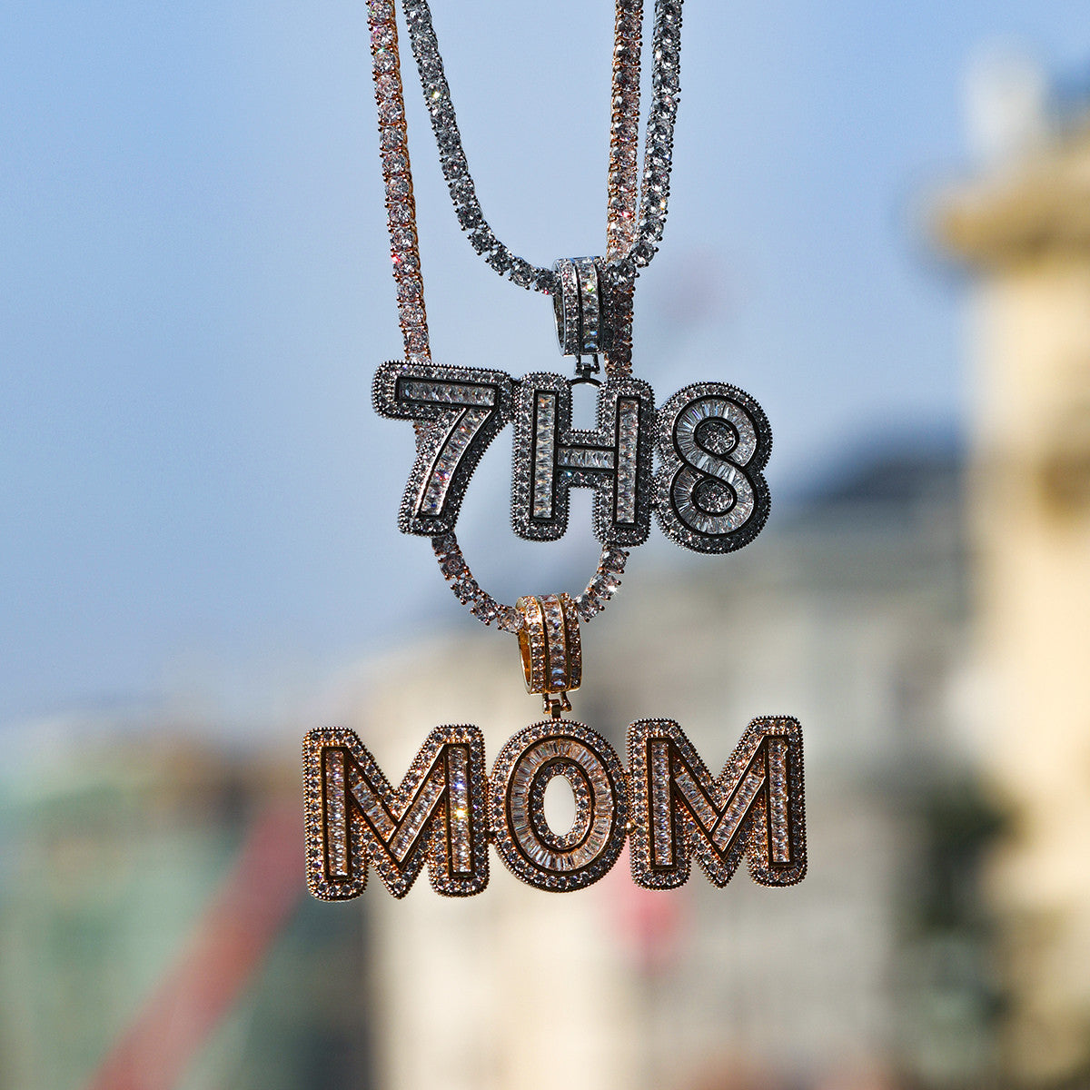 IceCoated | VVS Diamond CZ Baguette Custom Made Iced Blinged Out Pendants