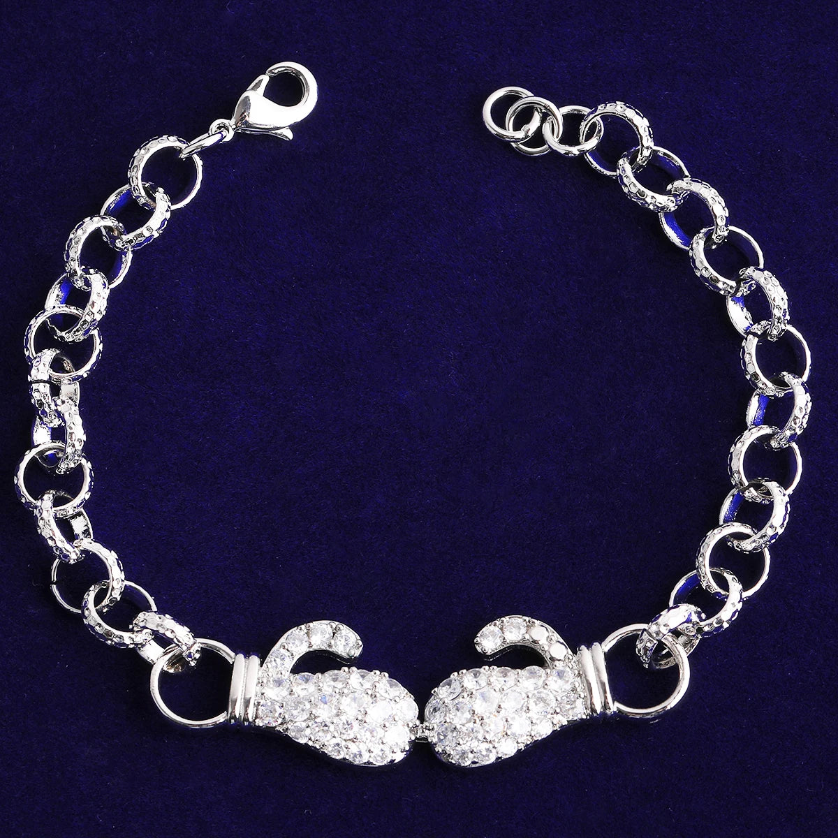 Get It On lII | Iced Blinged Out Boxing Gloves Rolo Link Chain Bracelet