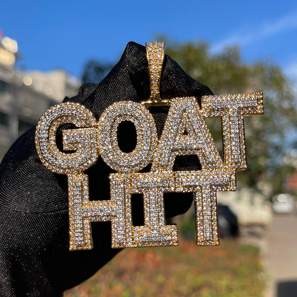 ALL CAP | Bold Capitalized Iced Prong Set Custom Made Nameplate Pendant