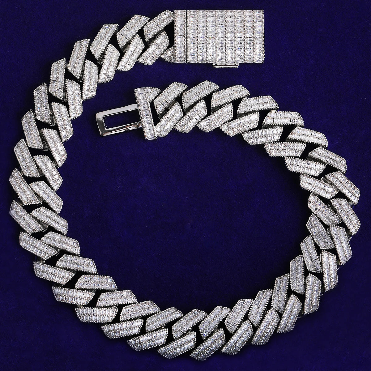 The 20MM Baguette |5AA+ VVS Diamond CZ 24k 925 Silver Hip Hop Bracelet