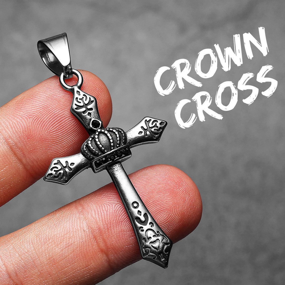 Crown Cross | Solid Stainless Steel Men's Kingly Cross Streetwear Pendant