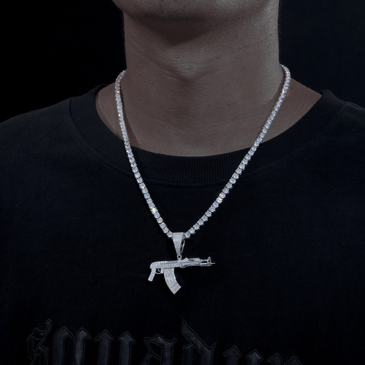 The Chopper | Mens Solid 925 Sterling Silver Submachine Gun Hip Hop Pendant