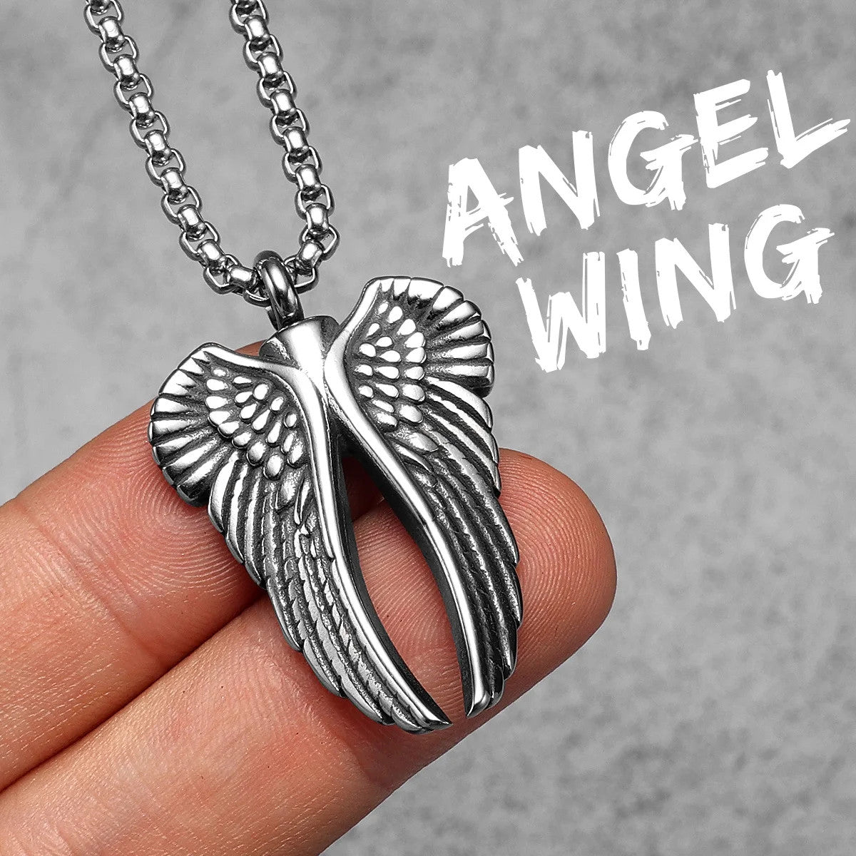 Angel Wings | Solid Stainless Steel Keepsake Style Unique Pendant Necklace