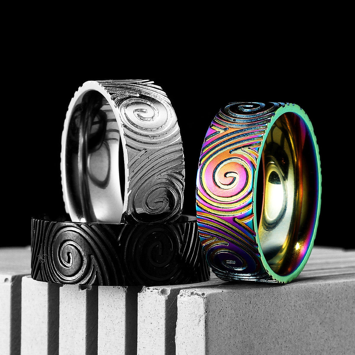 Swirl | Designer No Fade Stainless Steel Unique Personality Street Wear Rings