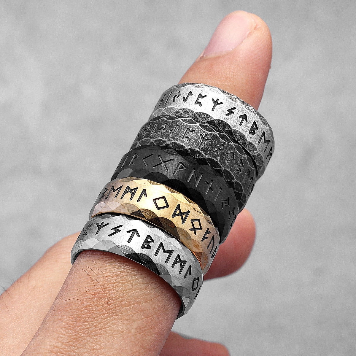 Vintage Nordic Letters | 316L Stainless Steel Vikings Runes Writings Street Style Rings