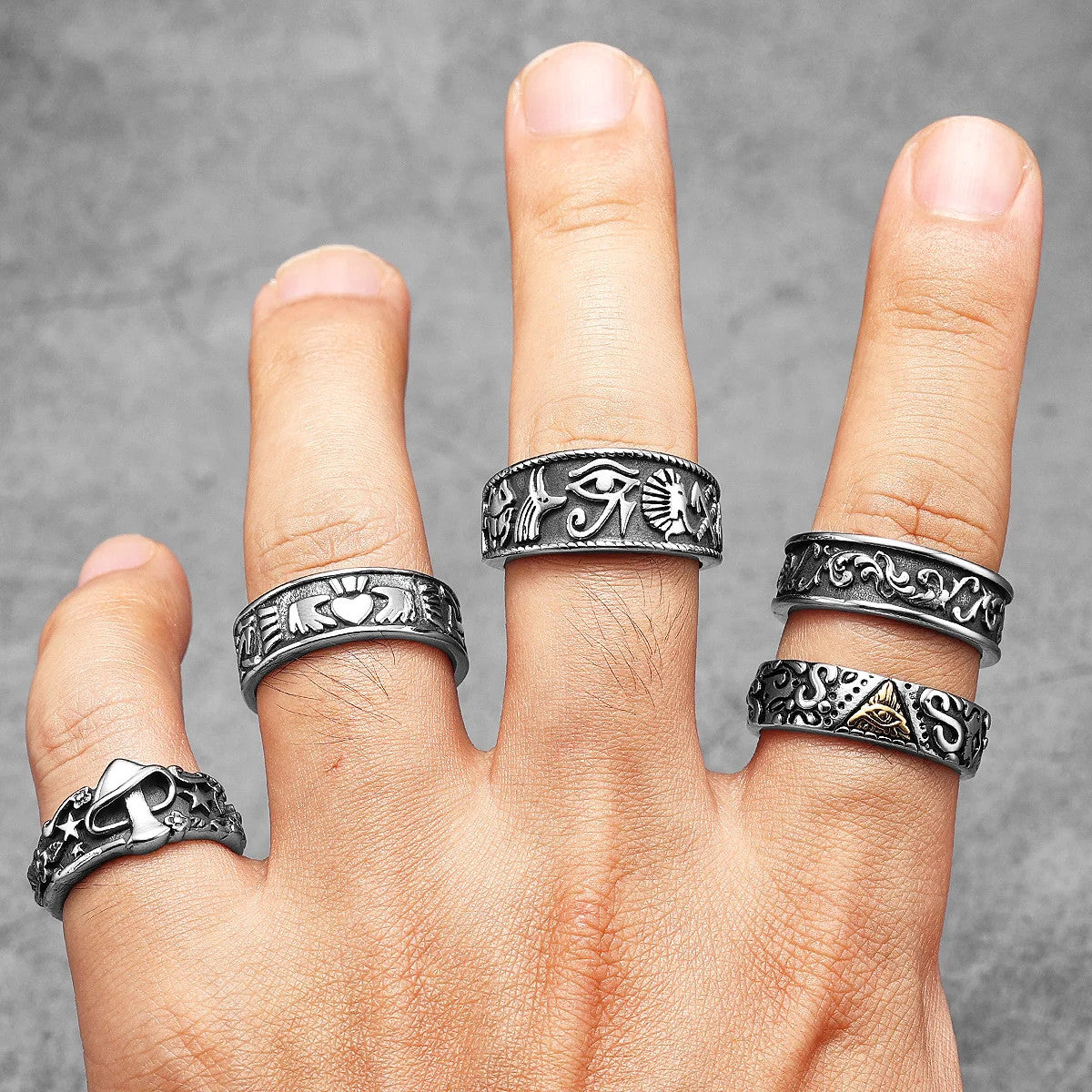 Mushroom Star | 3D No Fade Stainless Steel Men's Retro Fashion Rings
