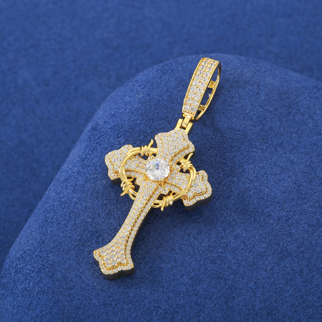 Thorns | Moissanite Diamond 925 Sterling Silver Hip Hop Cross Pendant Necklace