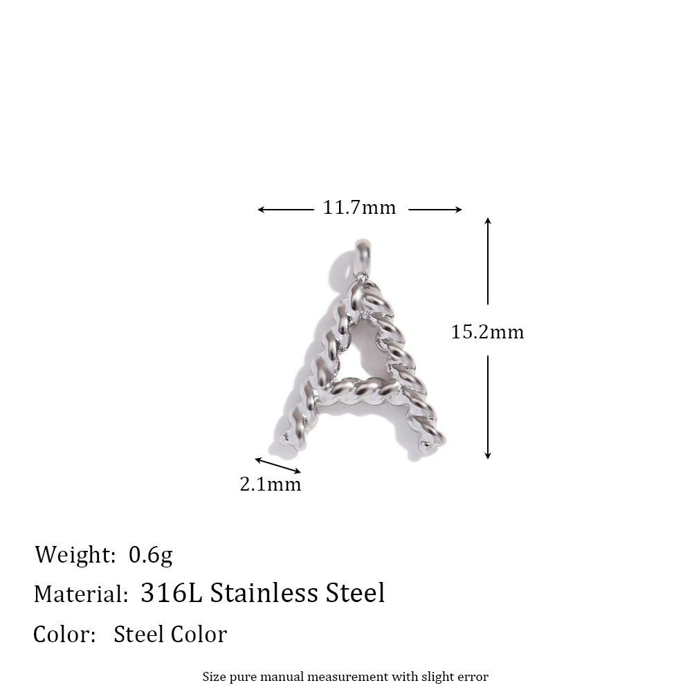 18k Gold Silver Tarnish Free Stainless Steel Mini Twisted Letter Pendant Necklaces