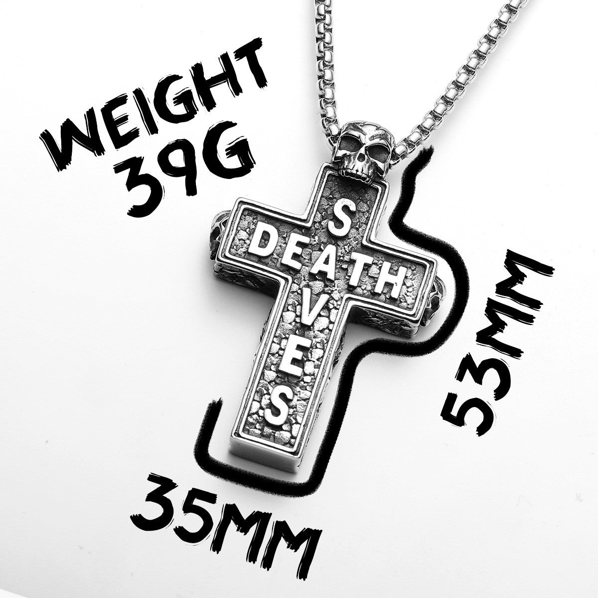 Death Saves | 316L No Fade Stainless Steel Street Wear Hip Hop Skull Cross Pendant Chain