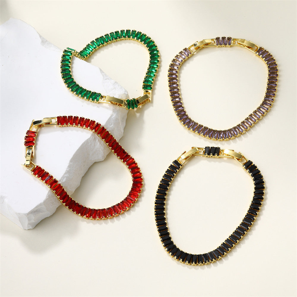 The Double Clasp | 6mm 18k Gold Solid No Fade Stainless Steel Baguette Bracelet