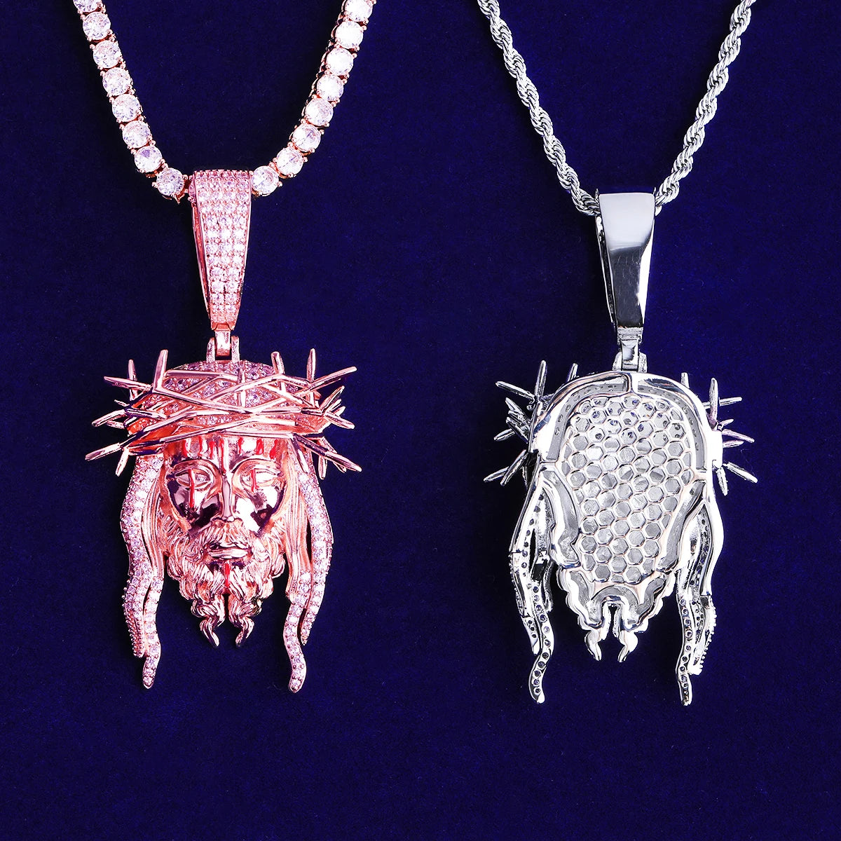 The Blood Of Jesus | VVS Diamond CZ Crown Of Thorns Jesus Piece Hip Hop Pendants